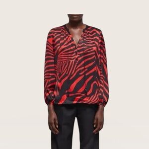 The Kooples Red and Black Zebra Print Top